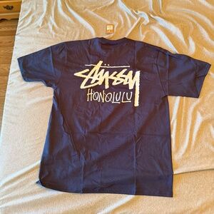 Stussy Honolulu Large Navy Blue T-Shirt
